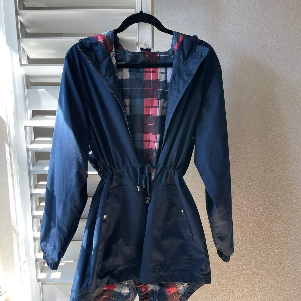 Tim&Tru Navy Cinch Waist Raincoat